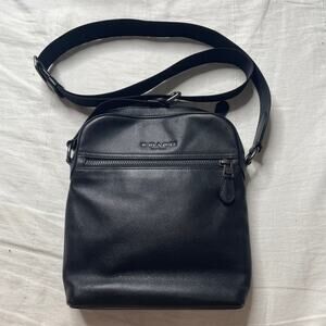 Coach Houston Flight Black Pebble Leather Crossbody Bag F68014 Casual Everyday